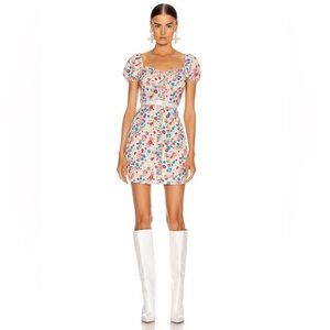 The Andamane Daisy Mini Puff Sleeve Dress Floral Ivory Size XS Women